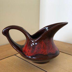 Canuck Pottery Red Flambe Drip Glaze Ceramic Creamer Pitcher Vintage Bud Vase